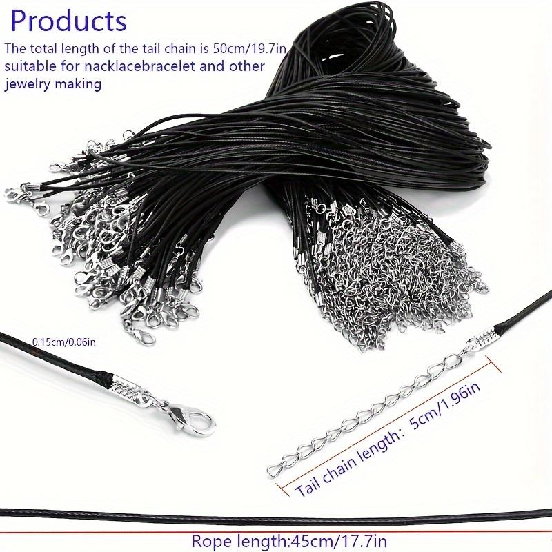 100 Strands Black Leather Necklace Ropes with Buckles - High-Quality Waxed Cords for Pendants, Bracelets & Jewelry Making