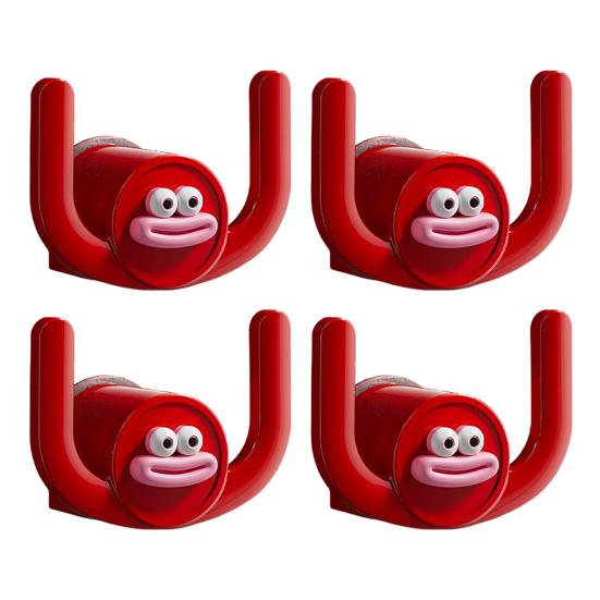 4Pcs Self-Adhesive Towel Hooks Cartoon Shape Slipper Rack Hanger Punching Free Small Item Hanging Hook