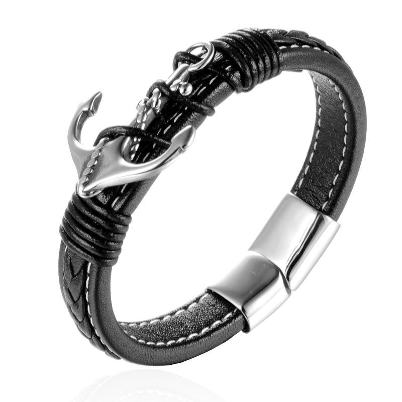 Anchor bracelet weaving, men's jewelry weaving, men's European and American leather rope jewelry
