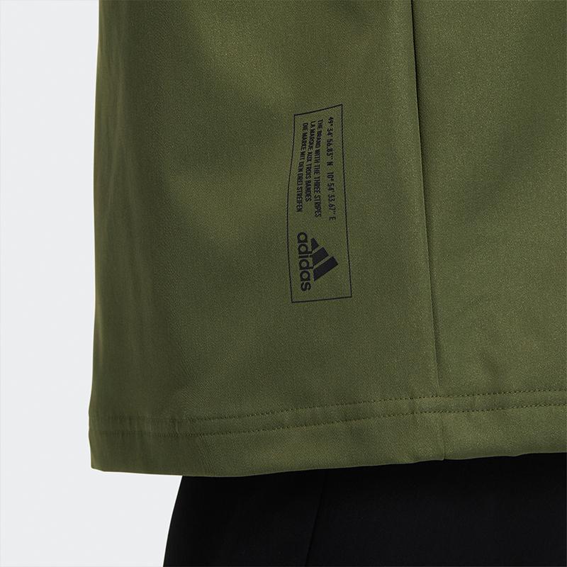 adidas Tech Long Hooded Jacket Fleece Lined Windbreaker Casual Outdoor Outerwear Women Military Green GP0632