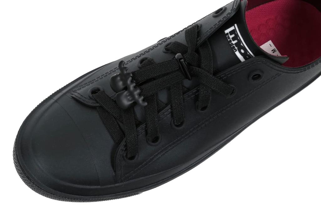 Akiriko MOZ Rain Sneakers with Elastic Moose with Original Size L Shoes, Laces, Charm, Low-Cut, Insole, Women's, Black,