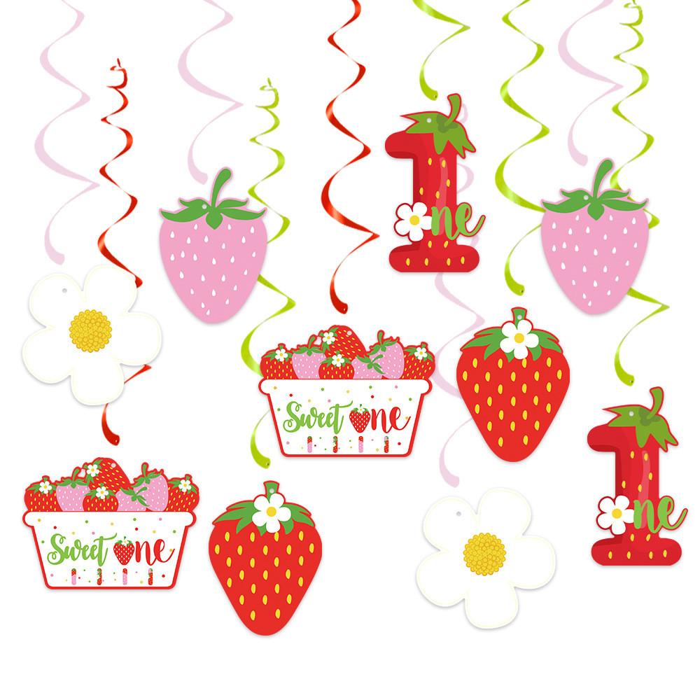 

Strawberry Theme Birthday Party Decorations Spiral Hanging Decor For Venue Setup