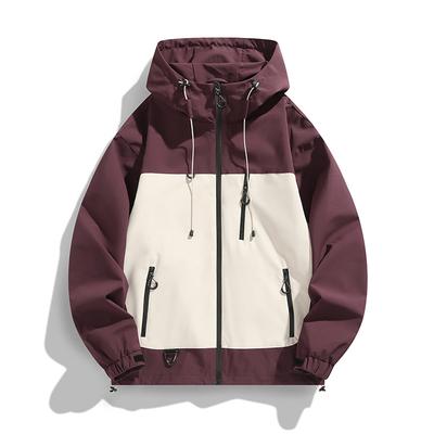 Spring American Contrasting Hooded Jacket for Men and Women Couples Trendy Versatile Jacket Windproof Waterproof Jacket for Men