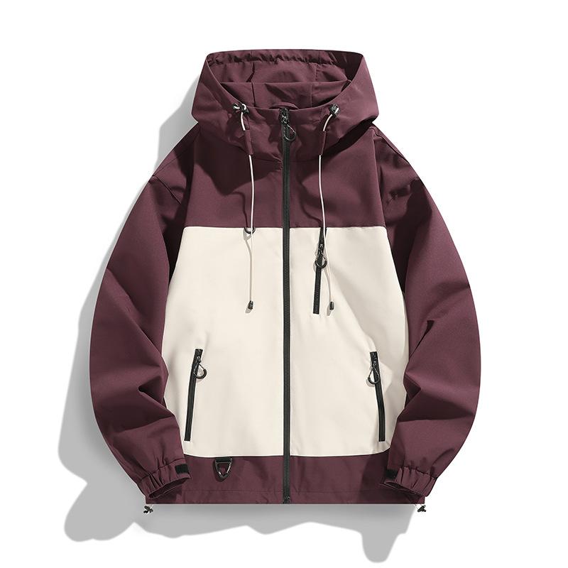 Spring American Contrasting Hooded Jacket for Men and Women Couples Trendy Versatile Jacket Windproof Waterproof Jacket for Men