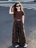 Girls' Leopard Print Pants Set: 2026 Summer Collection - Slim Fit T-shirt & Cool Shorts (Medium & Large Sizes)