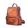 Johnature Vintage Backpack Genuine Leather Large Capacity Women Bag Solid Color Natural Cowhide Leisure Travel Bags