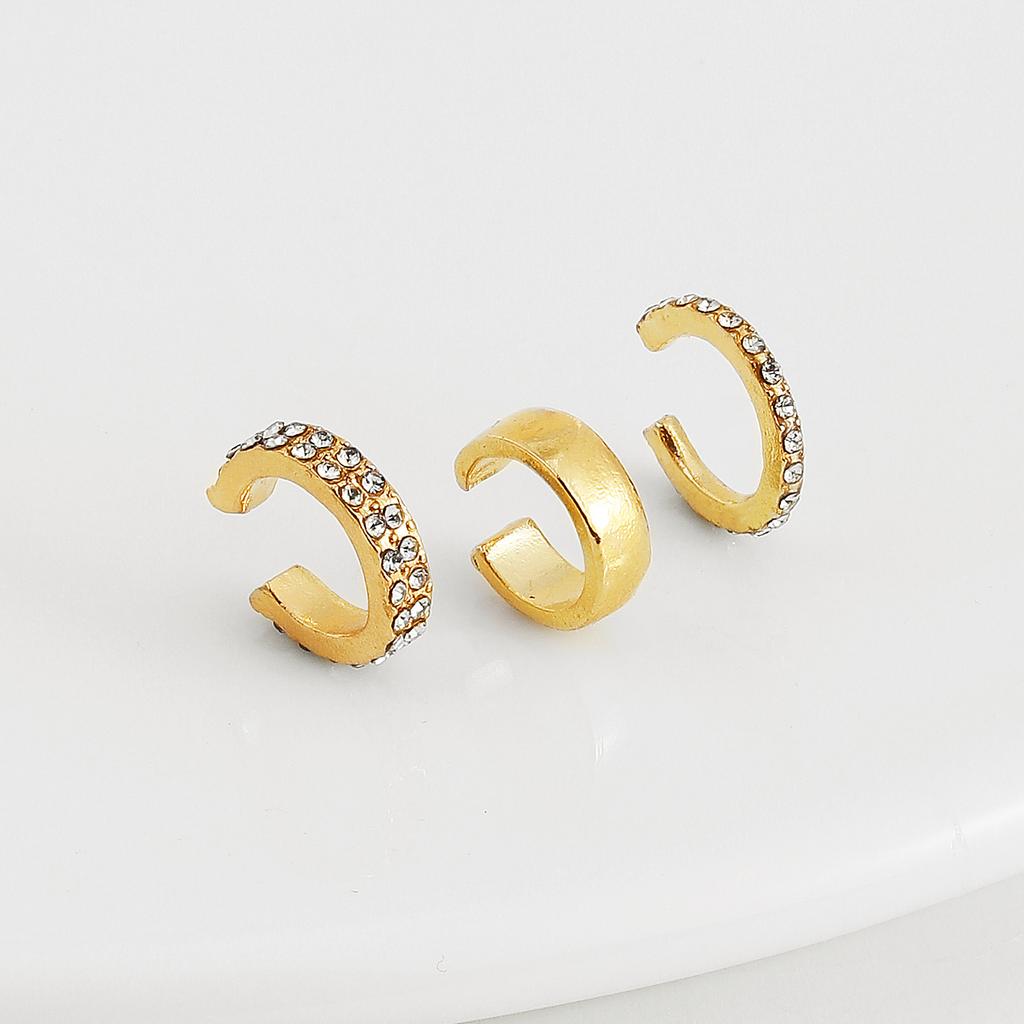 Einfache C-förmige verstellbare Ohrclip-Ohrringe für Damen im koreanischen Temperament. Keine Ohrpiercings. Ohrclip mit Diamanten. Kleine Ohrringe