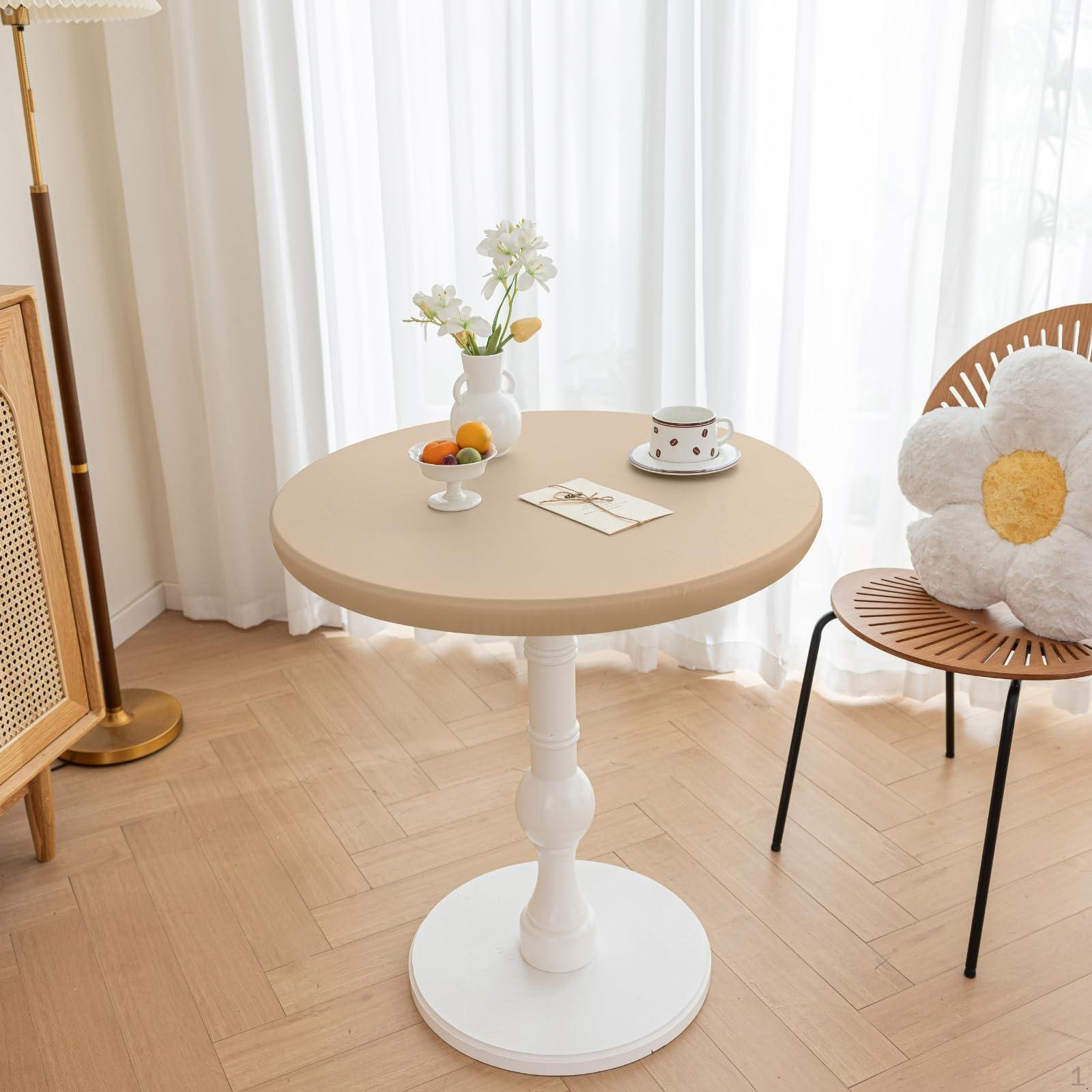 

Эластичная стрейч скатерть для мероприятий в помещении и на открытом воздухе Beige Diameter 80 cm