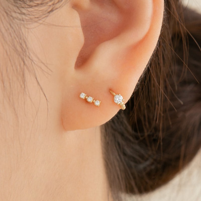 LUNNE 14k Mini Kugel Cubic One-Touch Ohrringe (14 Karat Gold) #ER09