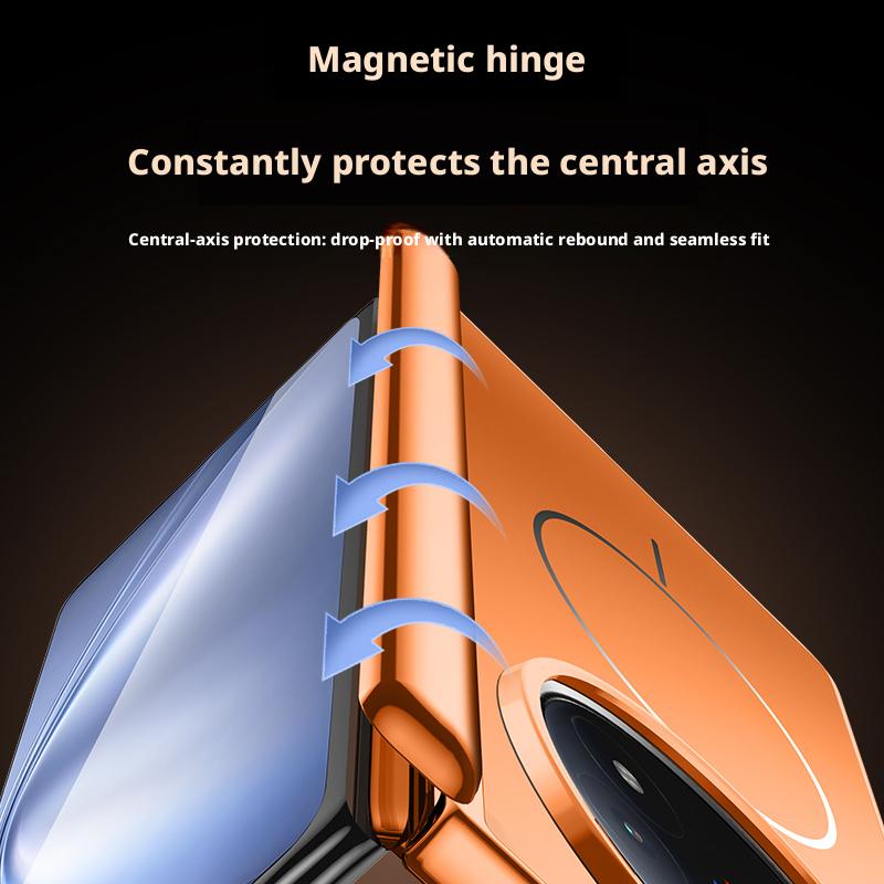 For Vivo X Fold 5 Case Premium Electroplating Central Axis Hinge Protection Magnetic Wireless Charging Hard Back Cover Shell