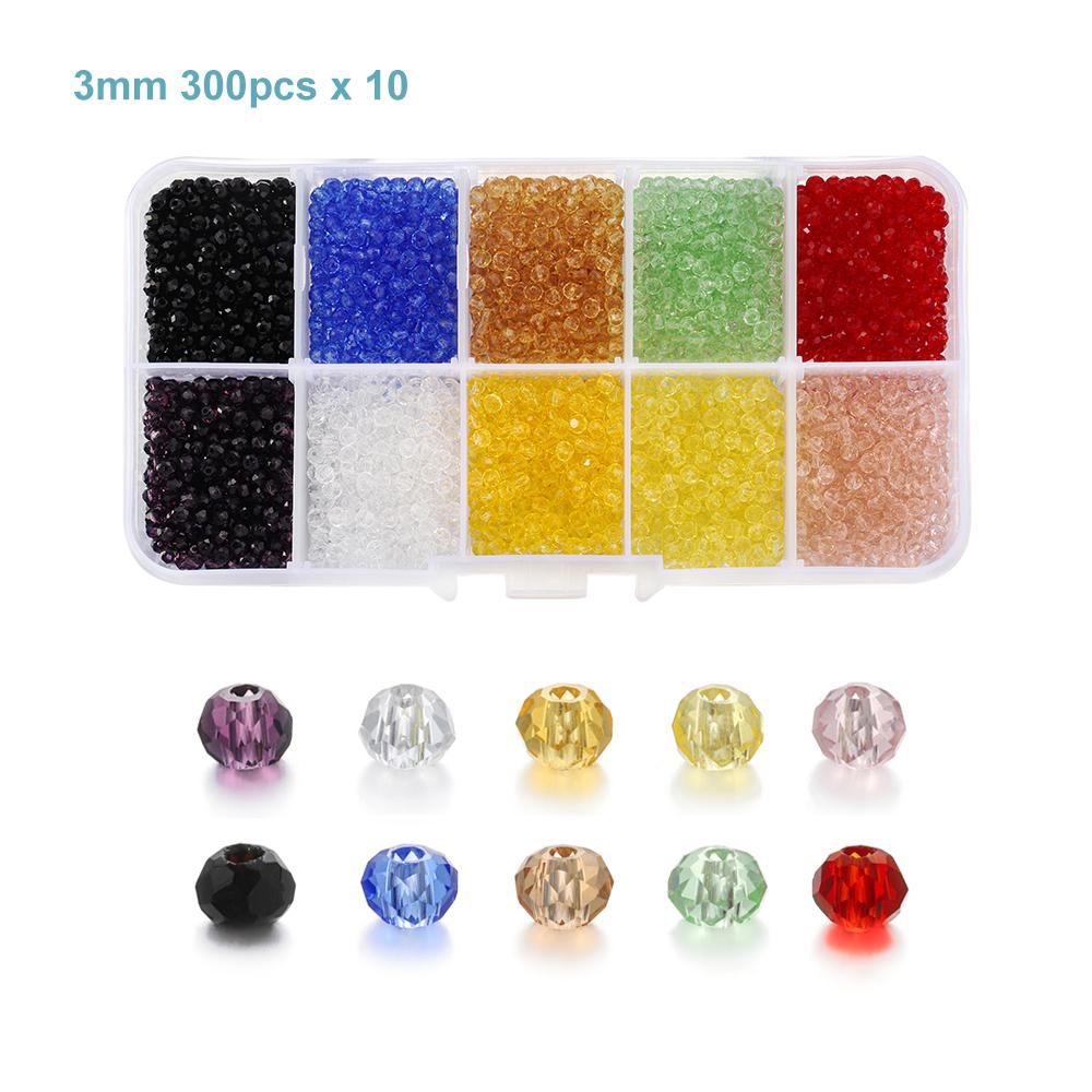 Box Set Faceted Glass Bicone Beads Set Czech Crystal Austria Seed Charm Glass Bead Loose Spacer Beads for Jewelry making DIY