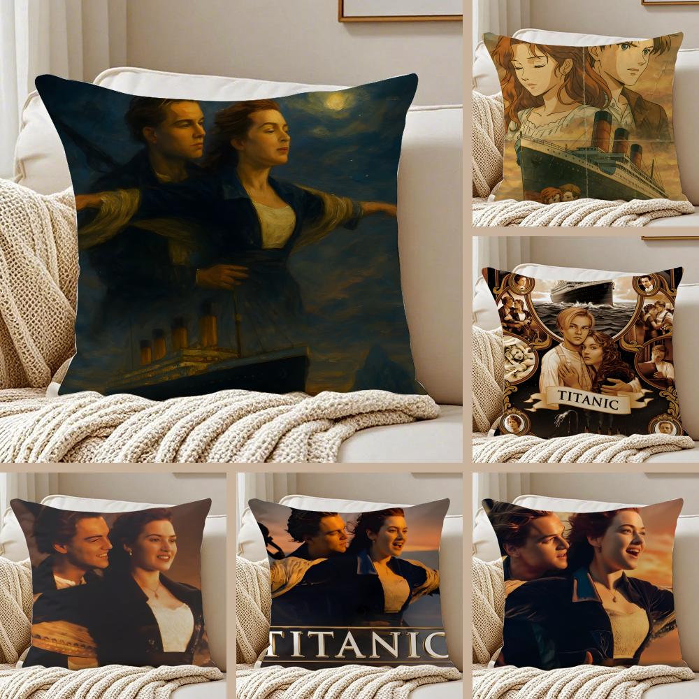 Film TTitanic Cushion Cover Pillowcase Antidustmite Invisible Zipper Short Plush Sofa Cushion