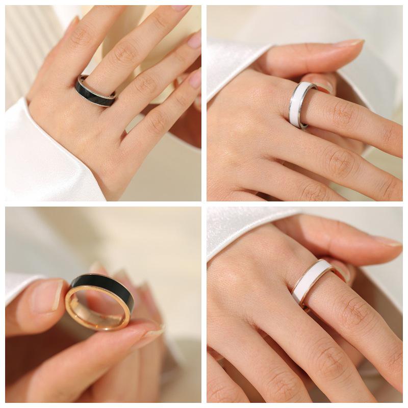 2023 High-End Black Ceramic Titanium Steel Finger Ring, Unisex Fashion, Stylish, Korean Light Luxury, No Fading