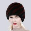 Women Winter Hand Knitted Genuine Mink Fur Hat Natural Warm Good Elasticity Fur Cap Russia Lady Quality Real Mink Fur Hats