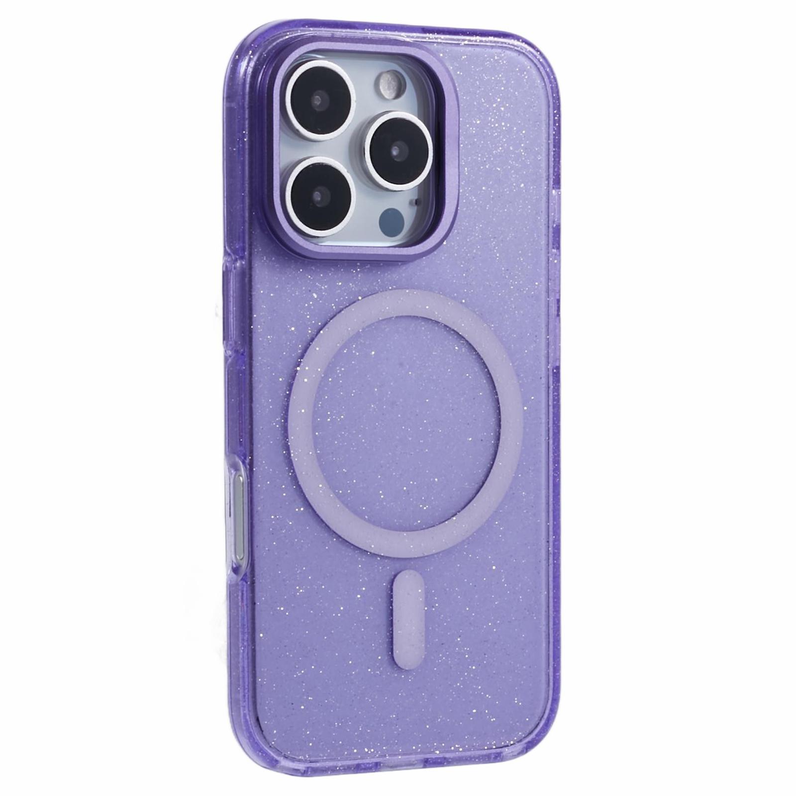 

KIGC For iPhone 16 Pro Case Compatible with MagSafe Epoxy Design Kickstand TPU+PC Phone Back Cover Purple