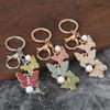 Keychain Pendant Rhinestones Inlaid Imitation Pearls Butterfly Charm Key Holder Car Bag Charm Small Accessory