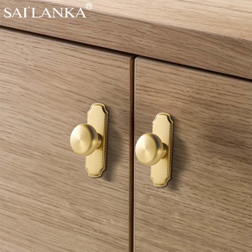2 Pack 1-1/5 inch Kitchen Cabinet Knobs Pulls Drawer Knobs Brass Vintage Dresser Cupboard Hardware Pulls Knobs Handle, Brushed Brass