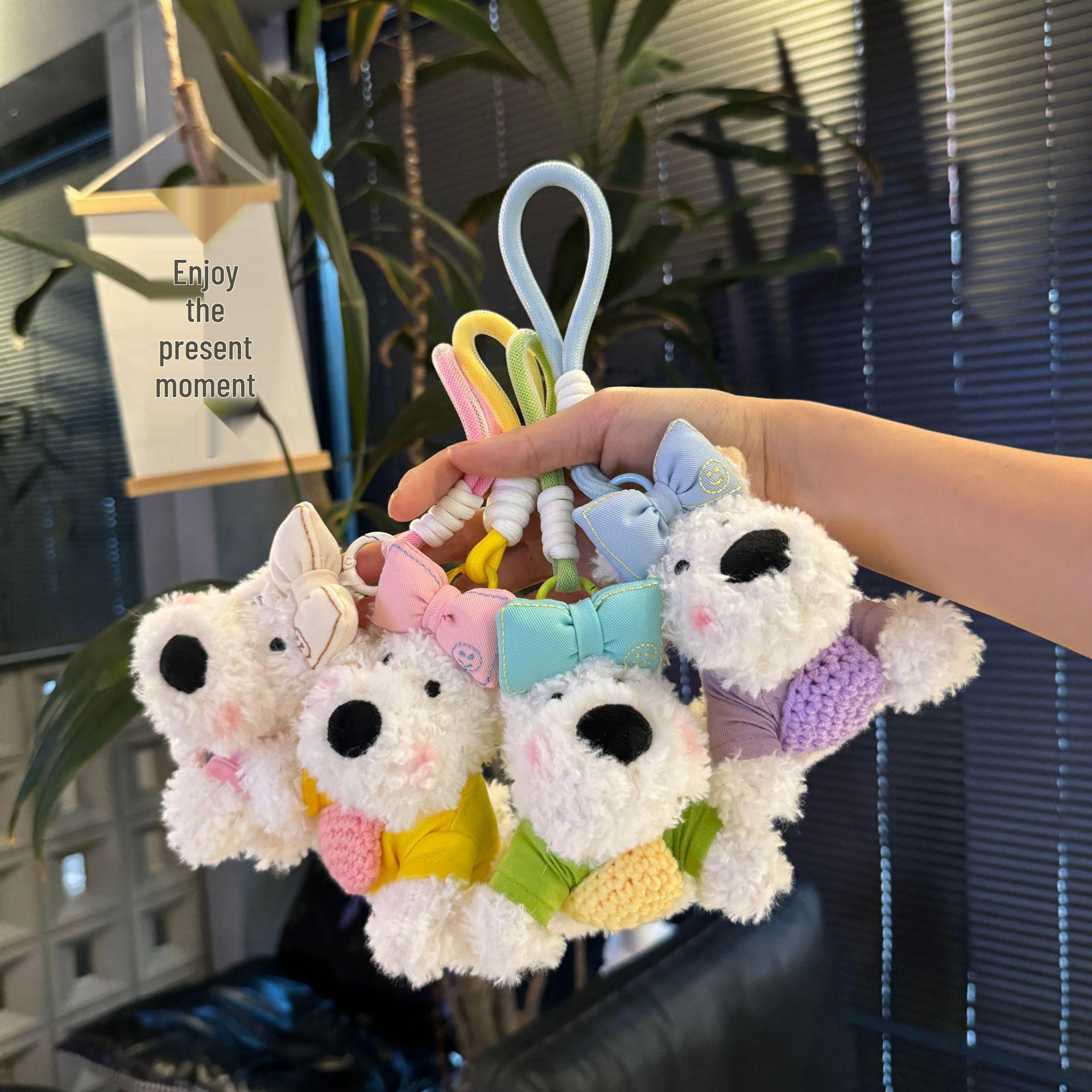 

West Highland Scruffy Puppy Plush Keychain Charm - Cute Gift