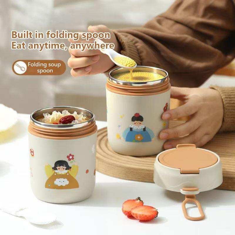 Portable 304 Stainless Steel Insulated Lunch Box Food Grade Thermal Bento Box with Carry Bag for School Office