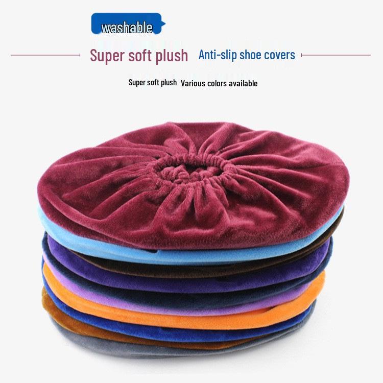 Thickened Non-Slip Adult Fleece Shoe Covers for Indoor Use, Reusable and Washable.