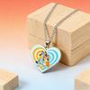 Bluey Heart Shaped Stainless Steel Pendant Necklace Cute Fashion Jewelry Gift for Fans And Friends