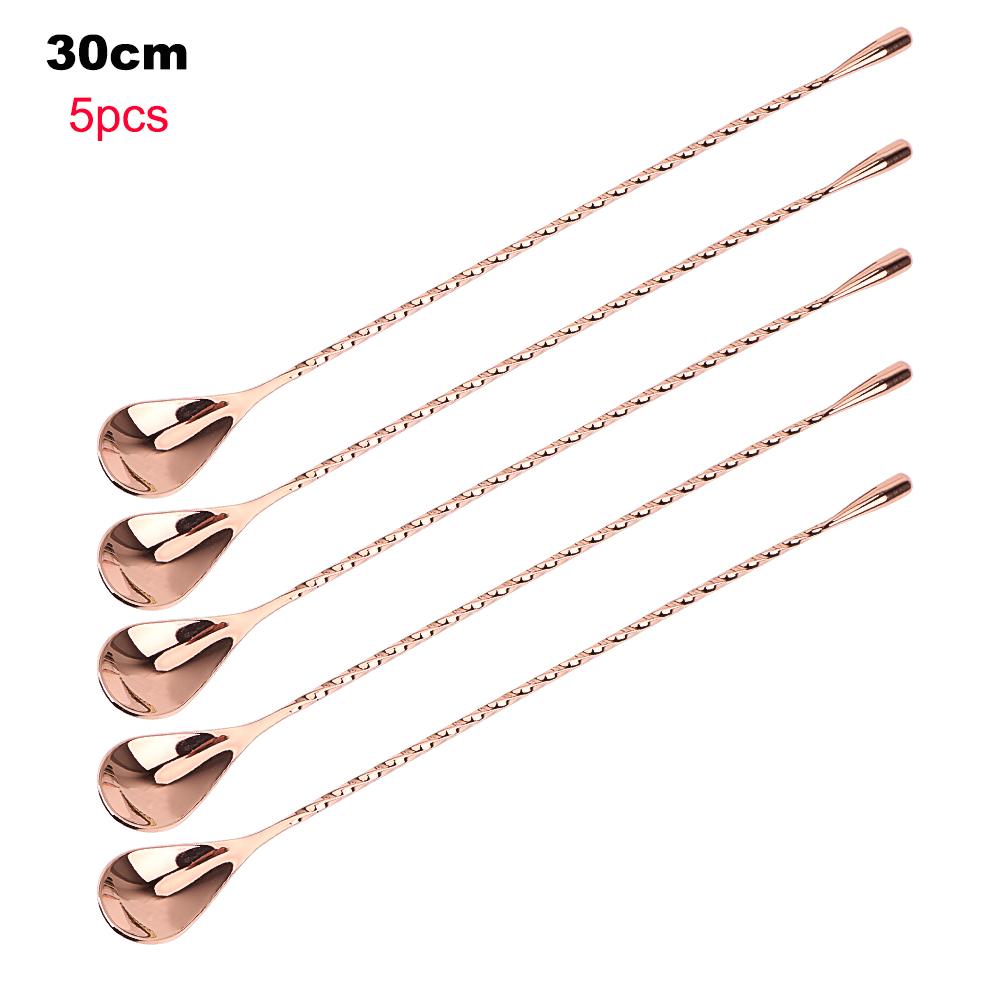 HILIFE 30/40cm Stainless Steel Stir Bar Spoon Mixing Ounces Cocktail Spoon Spiral Pattern Bartender Tools Teadrop Spoon Bar Tool