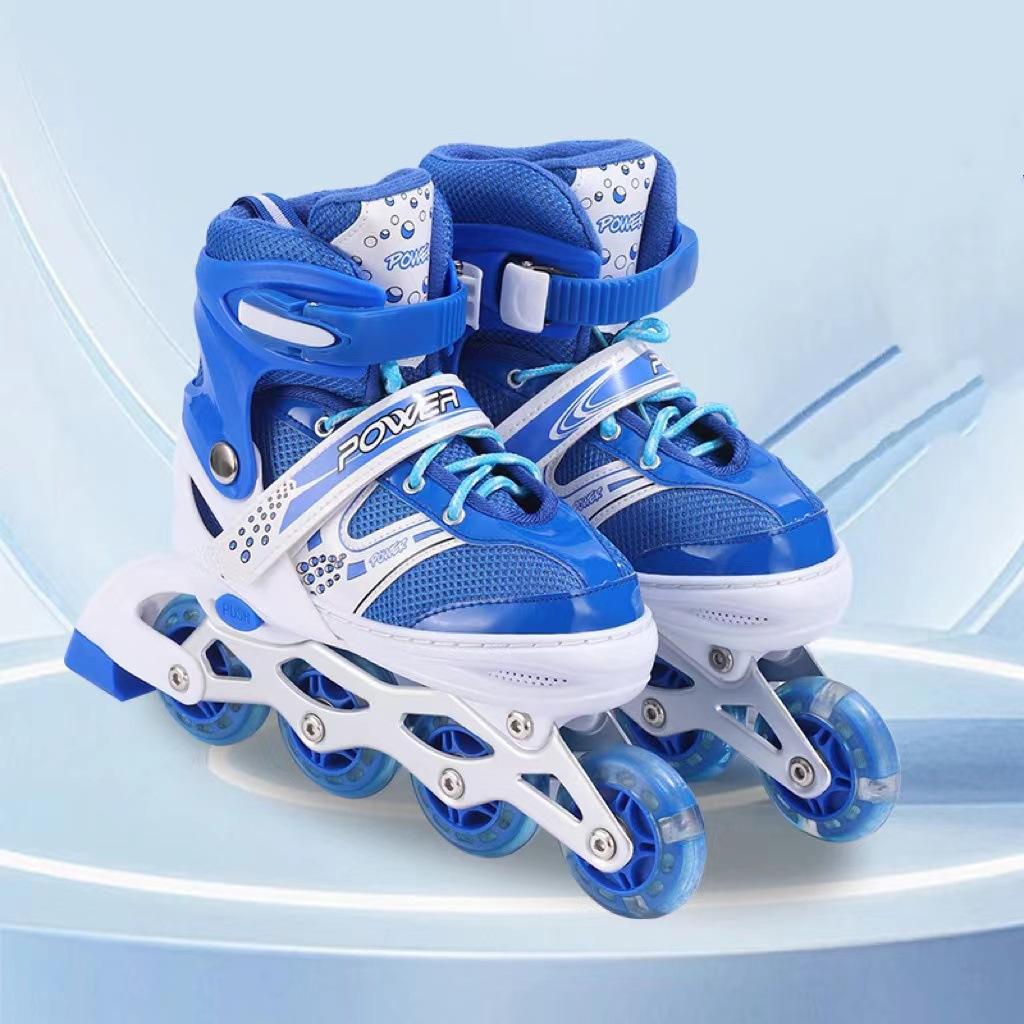 

Роликовые коньки для начинающих детей, мальчиков и девочек, регулируемые, однорядные, для взрослых, роликовые коньки с прямым шкивом из ПВХ L size 39-42