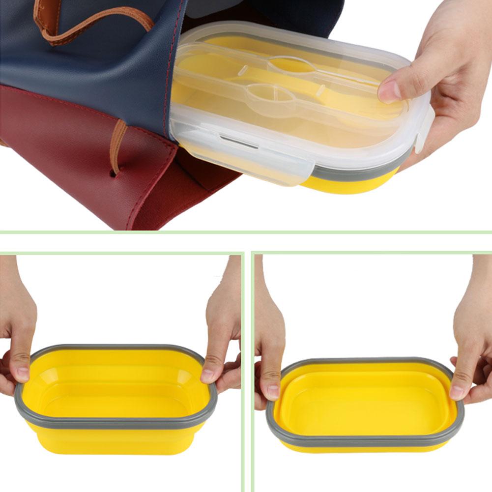 800ml Portable Silicone Folding Lunch Box Bento Boxes Food Container for Outdoor Travel