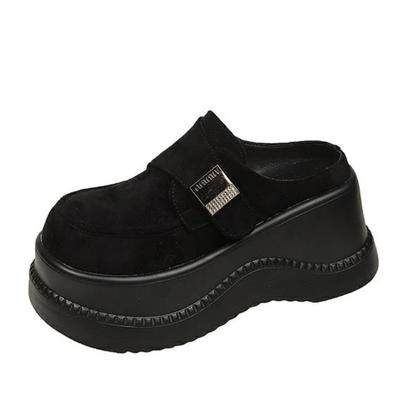 Modne damskie buty podwyższające wzrost o 8 cm, bez pięty, półklapki, wiosna, nowy styl, gruba podeszwa, wysokie obcasy, nosek, casualowe damskie kapcie