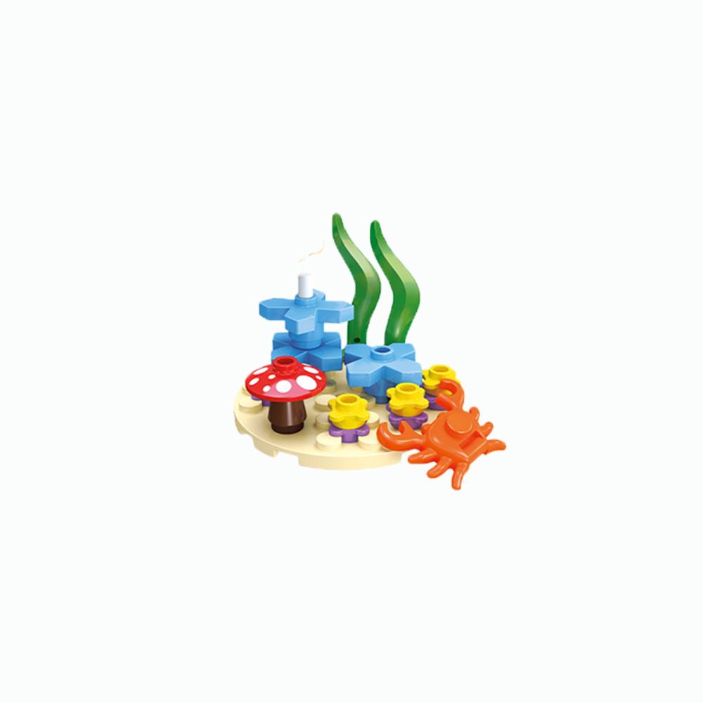 MOC Toys Sea Animals World Building Blocks Sets Dolphin Shark Devil Fish shell Seaweed Lobster Crab Coral Shell Gifts