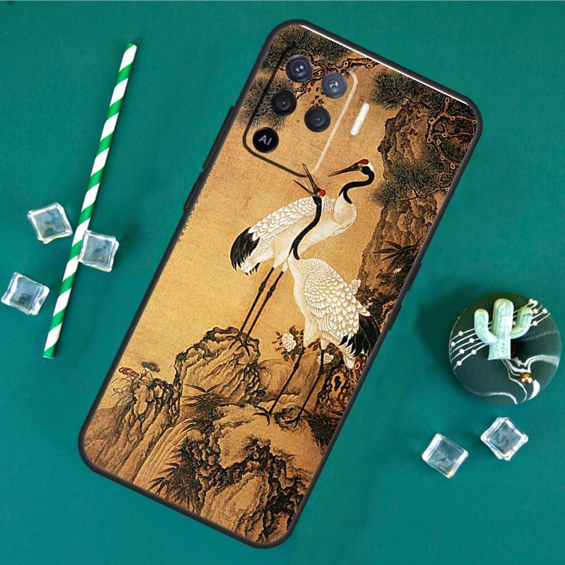 Red-crowned Crane Bird Phone Case For Oppo A18 A38 A58 A78 A98 A40 A60 A80 A91 A15 A17 A74 A94 A54 A57S A16 A76 A96