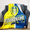 1pc Leeds United F.C. Blanket with Custom Name, Gift, for Men and Women, Soft Blanket, Good for Sofa Bed Couch Travel, Lightweight Flannel Blanket