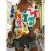 Womens V-Neck Short Sleeve T-Shirt With 3D Printed Striped Loose Fit Casual Chic Top 2025