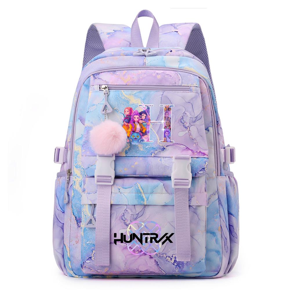 Cute Cartoon 26 English Letters Printed Backpack Schoolbag for Teenager Student Girl Boy Bookbag Large Capacity Waterproof Travel Bag Mochila