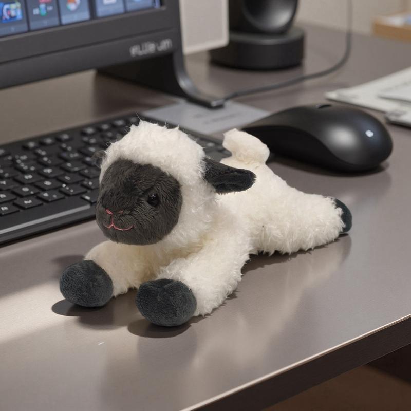 Mini Pet Little Sheep Plush Toys Stuffed Cartoon Baby Sheep Doll Cute Exquisite Standing&Lying Lifelike Animal Desktop Decor