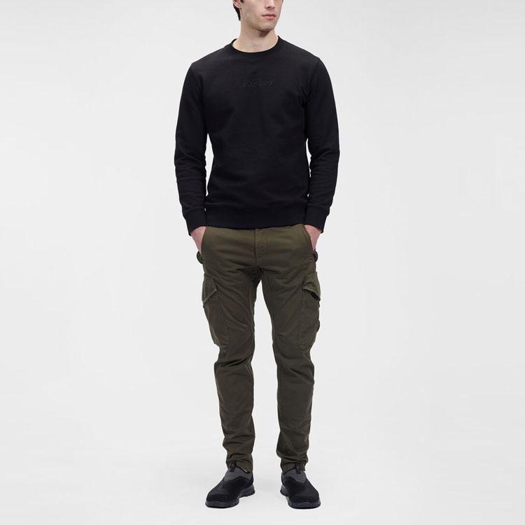 C.P. Company Solid Color Letter Print Crew Neck Long Sleeve Sweatshirt Unisex Sweatshirt Black 14CMSS085A005086W999