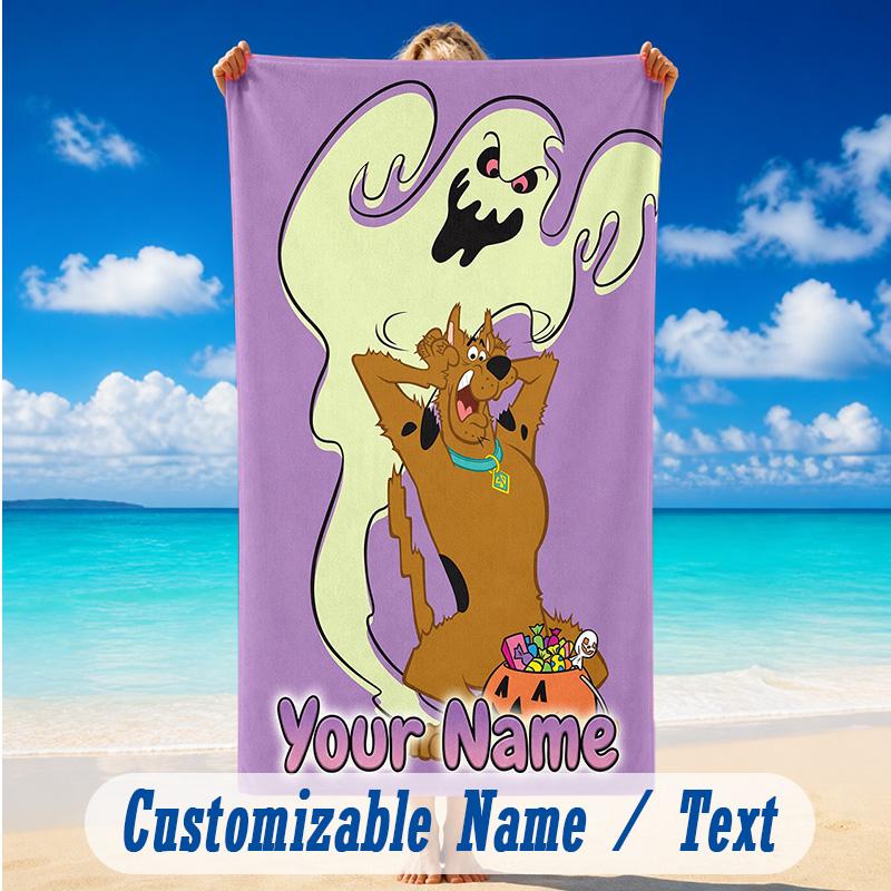 Beach Towel Custom Name Text, Quick Dry Large Towel For Beach HomeScooby-Doo