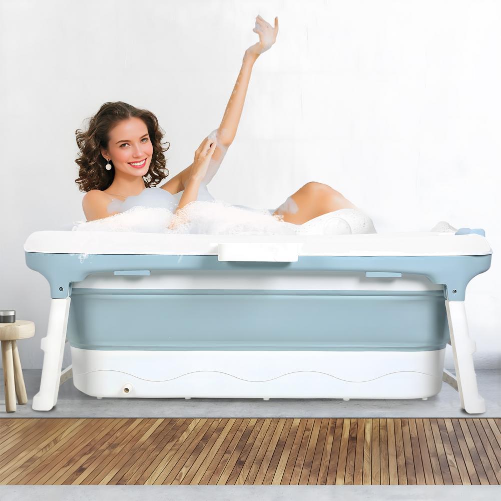 Up to 58 Inch Foldable Bathtub for Adults – Large Portable Collapsible Tub, Freestanding Hot & Ice Bath Spa, Easy Fold Design