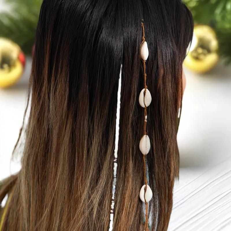 Festival Hair Extension Shell Bead Strands Waterproof Coating Boho Mermaid Core Dreadlock Jewelry For Braids