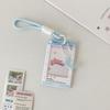 Portable Sliding Keychain Card Holder with Transparent Window Wristlet Lanyard K-Pop Idol Photo Card Storage Case Bag Pendant