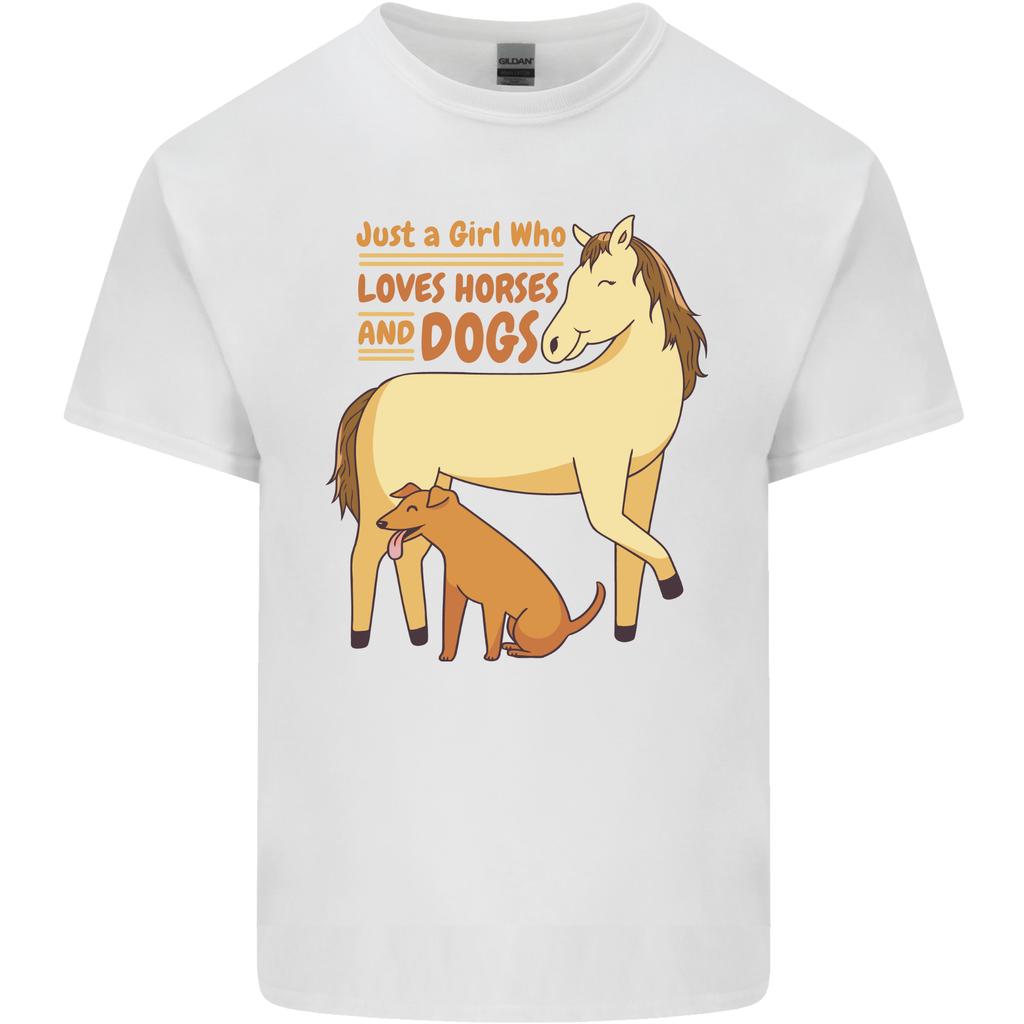 Just a Girl Who Loves Horses Dogs Funny Unisexs Light Cotton TShirt
