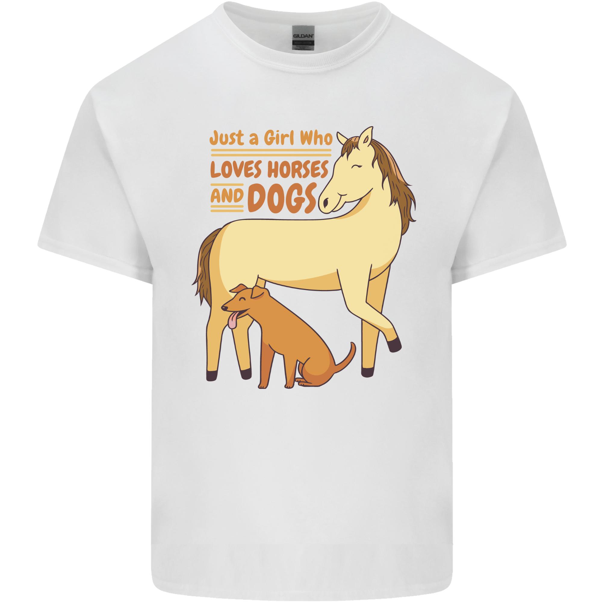 Just a Girl Who Loves Horses Dogs Funny Unisexs Light Cotton TShirt S