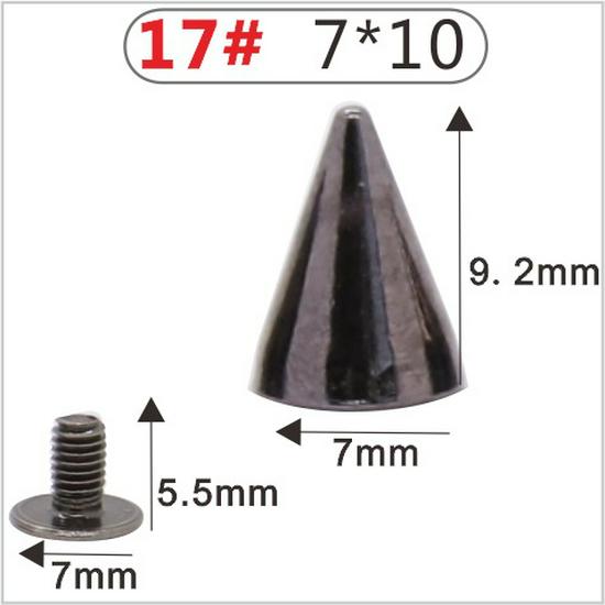 Punk Spike Alloy Bullet Rivet Horn Cone with Base Screw for Apparel, Bags, Shoes