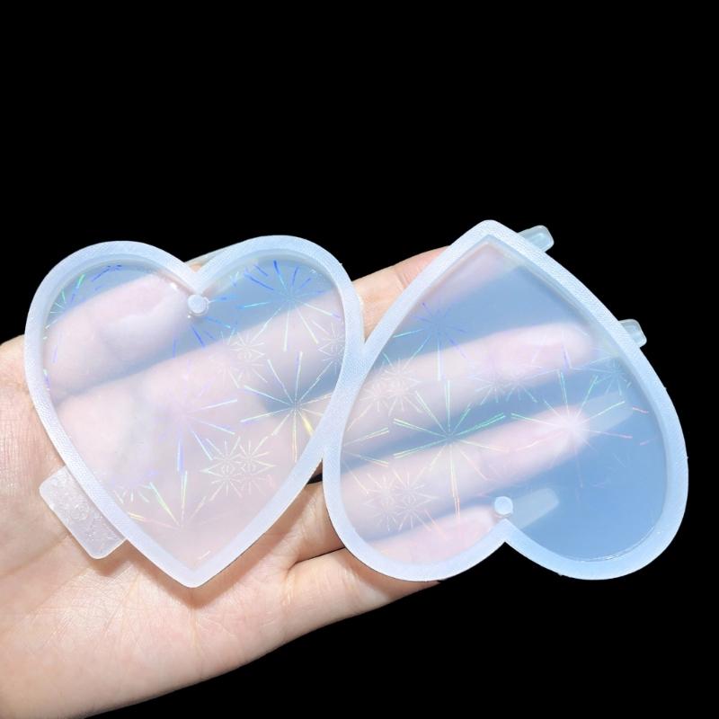 Shiny Light and Shadow Ornaments Silicone Epoxy Keychain Mold DIY Earrings Pendant Jewelry for Valentine Gift Crafts