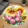 1pc Butterfly Sunflower Round Chair Mat Office Area Rug - Non-Slip, Floor Mat for Office, Bedroom, Ideal Home Decor Gift C0112014