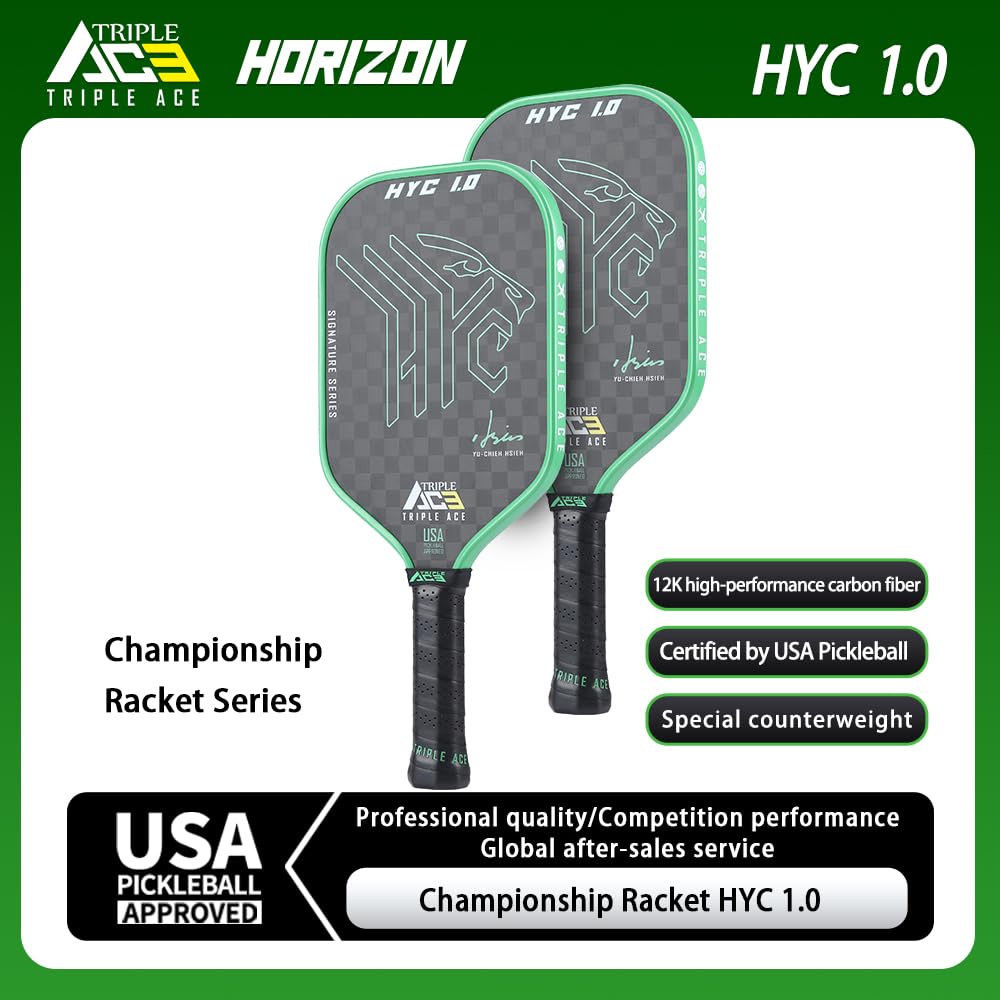 Triple Ace Pickleball Racket and Pickleball Paddle Carbon Officially USAPA Lightweight Design for Professional Player Compatible Sports Gift Set,