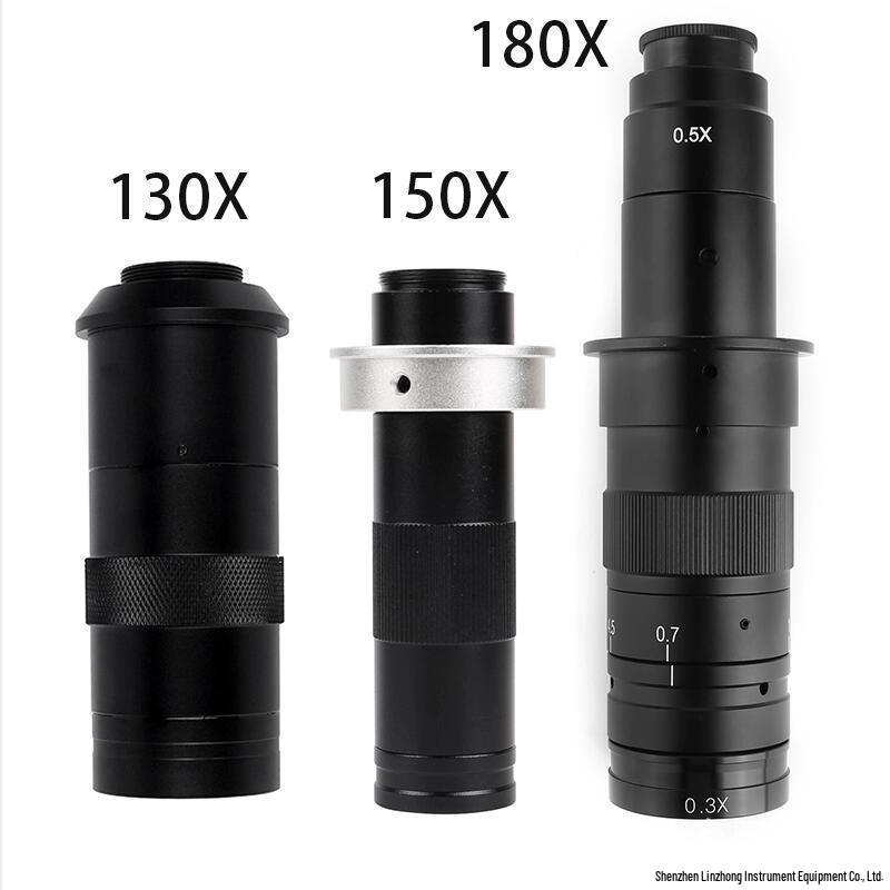 Adjustable Electron Microscope Lens Set: 130X, 150X, 180X Long Working Distance & Zoom Lenses