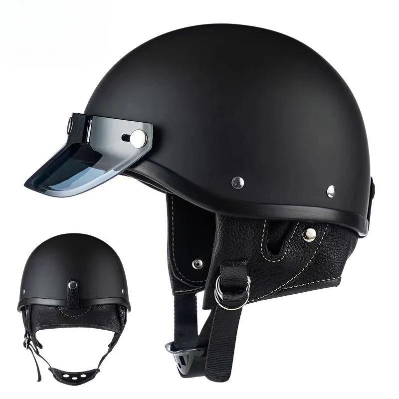 Retro Half Helmet Male Battery Electric Locomotive Classic Motorcycle Helmet Electric Vehicle Four Seasons General Safety Helmet