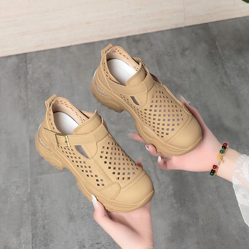 Summer Casual Shoes For Women Thick Soles Women's Lightweight Soft Soles Travel Hollow Breathable Sandals Comfortable And Simple