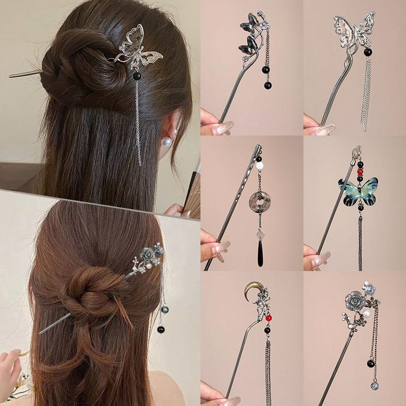 Ancient Chinese Style Elegant Butterfly Tassel Hair Stick for Women Girls Classical Hairpin Chinese Hair Accessories Jewelry